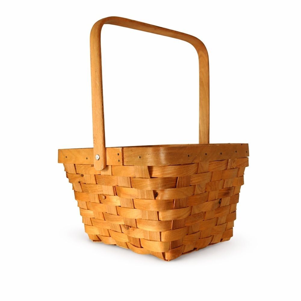 Woven Wooden Basket with Handle